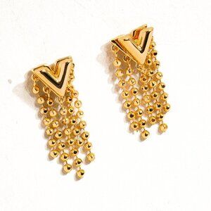 18K Gold Plated V Tassel Earring